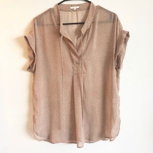 Pleione | Sheer Short Sleeve Tunic Top